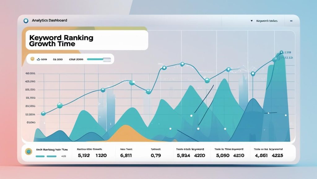 “Analytics Dashboard Mockup” – showing keyword ranking growth over time.